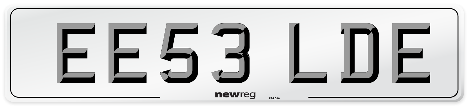 EE53 LDE Number Plate from New Reg
